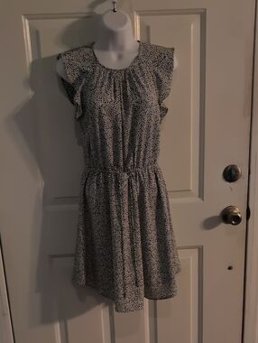 H&M White Mini Dress with Black Spot Print